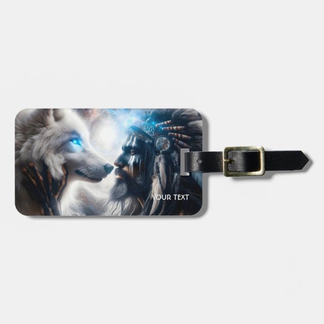 Fantasy Cute Varg Tribal Man Bagagebricka (Horisontell Framsida)