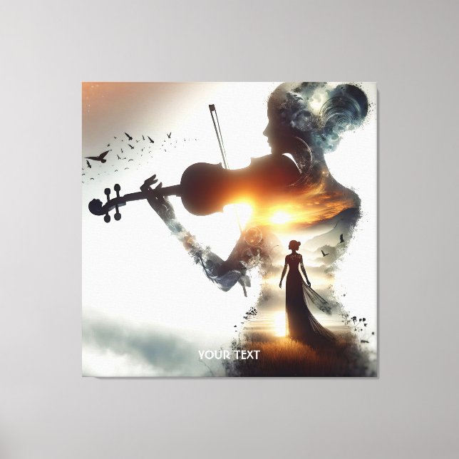 Fantasy Cute Violin Girl Sol Canvastryck (Framsida)