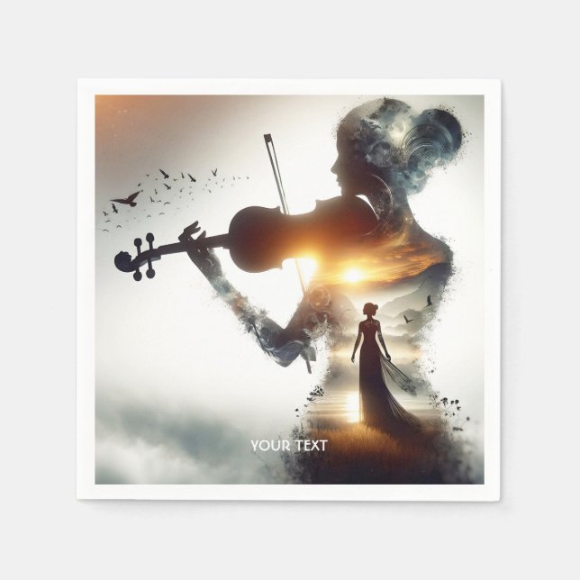 Fantasy Cute Violin Girl Sol Pappersservett (Framsidan)