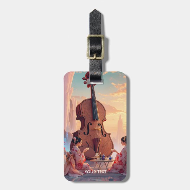 Fantasy Cute Violin Girls Tea Bagagebricka (Vertikal Framsida)