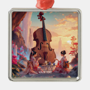 Fantasy Cute Violin Girls Tea Julgransprydnad Metall
