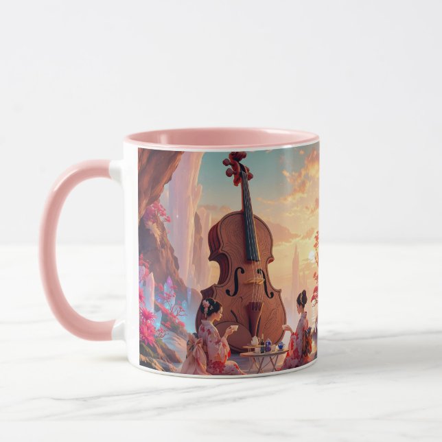 Fantasy Cute Violin Girls Tea Mugg (Vänster)