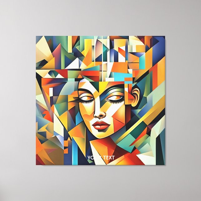 Fantasy Cute Vivid Abstrakt Cubist Woman Canvastryck (Framsida)