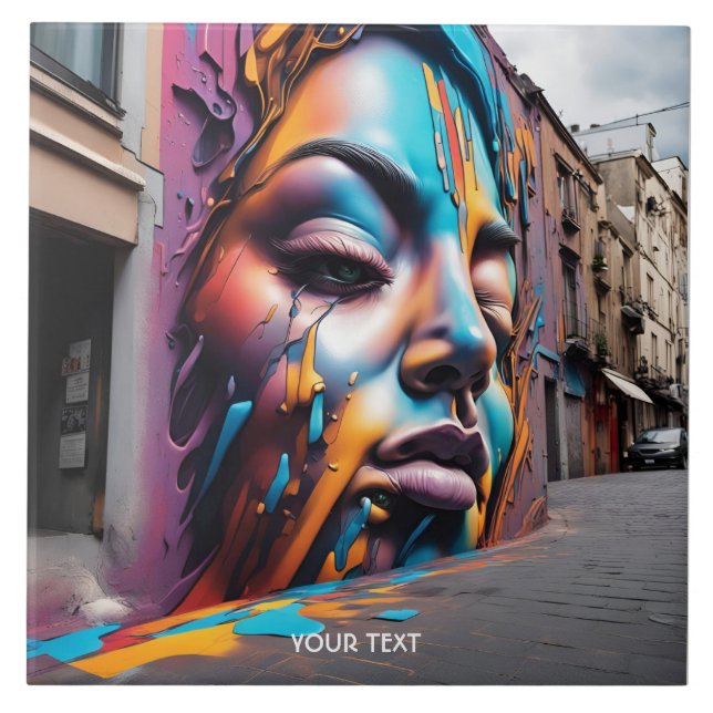 Fantasy Cute Vivid Ansikte Street Art Kakelplatta (Framsidan)