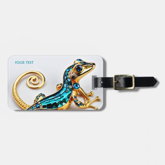Fantasy Cute Vivid Art Deco Gecko Bagagebricka (Horisontell Framsida)