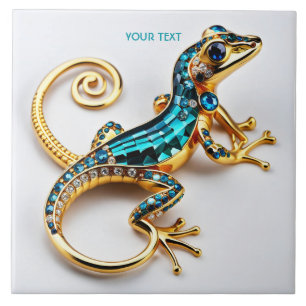 Fantasy Cute Vivid Art Deco Gecko Kakelplatta