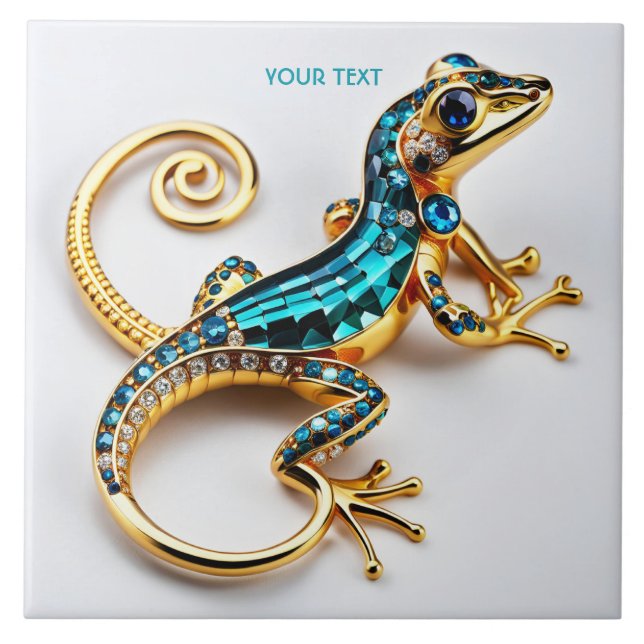 Fantasy Cute Vivid Art Deco Gecko Kakelplatta (Framsidan)