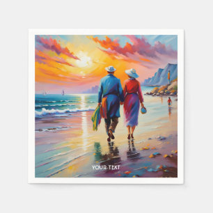 Fantasy Cute Vivid Beach Sunset Kärlek Pappersservett