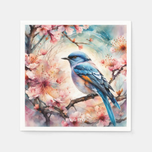Fantasy Cute Vivid Blommar Bird Träd Pappersservett