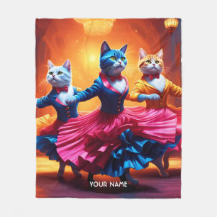 Fantasy Cute Vivid Cats Dancing Cancan Fleecefilt