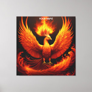 Fantasy Cute Vivid Flames Phoenix Bird Canvastryck