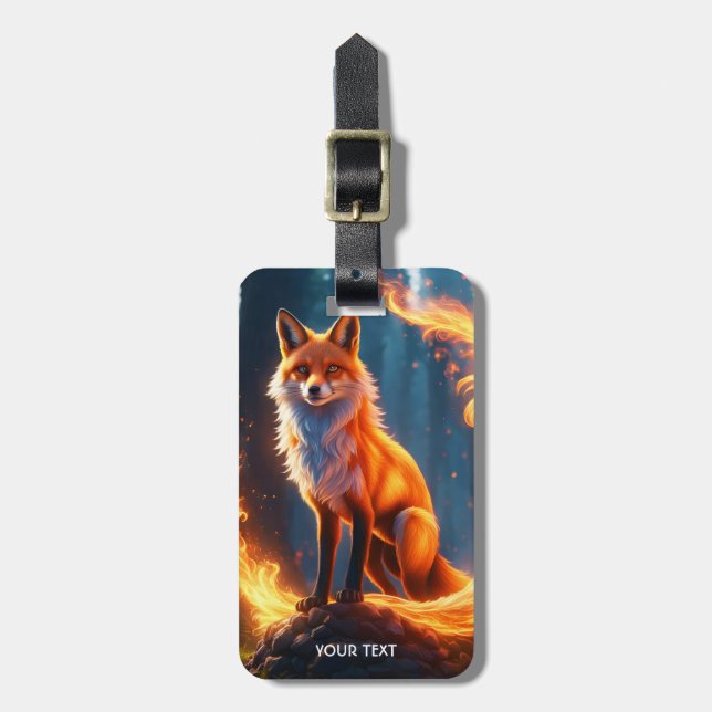 Fantasy Cute Vivid Fox Fire Forest Bagagebricka (Vertikal Framsida)