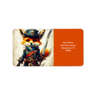Fantasy Cute Vivid Fox Pirat Tecknad Adressetikett