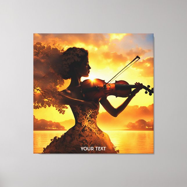 Fantasy Cute Vivid Girl spelar violin Canvastryck (Framsida)