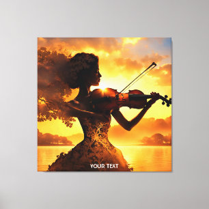 Fantasy Cute Vivid Girl spelar violin Canvastryck