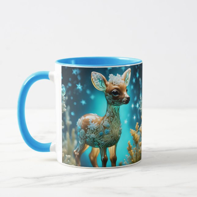 Fantasy Cute Vivid Glass Fawn Winter Mugg (Vänster)