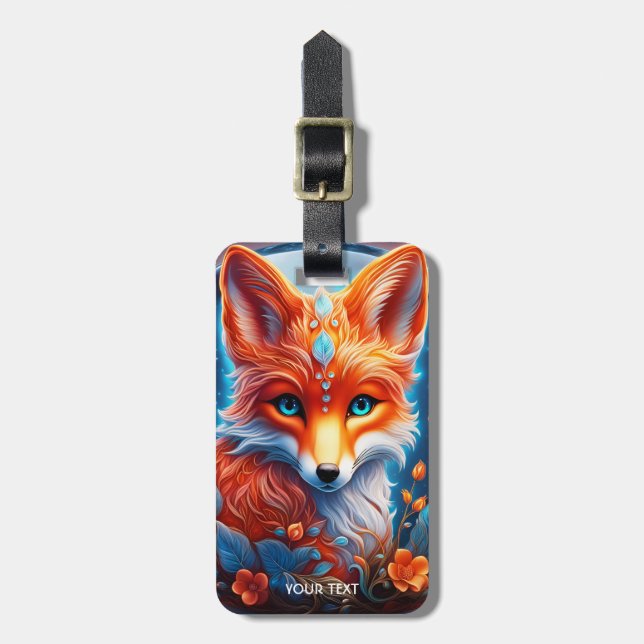 Fantasy Cute Vivid Glass Fox Flox Bagagebricka (Vertikal Framsida)