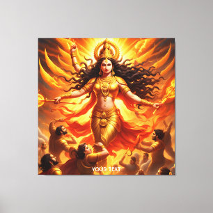 Fantasy Cute Vivid Goddes Durga Battle Canvastryck