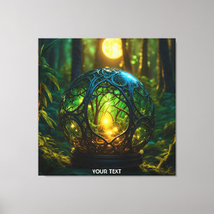 Fantasy Cute Vivid Grönt Sphere Forest Canvastryck