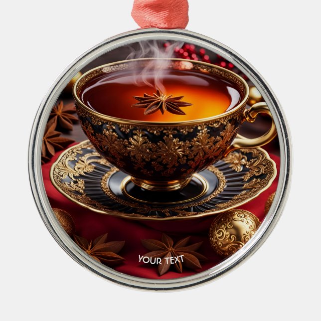 Fantasy Cute Vivid Kopp Tea-jul Julgransprydnad Metall (Framsidan)