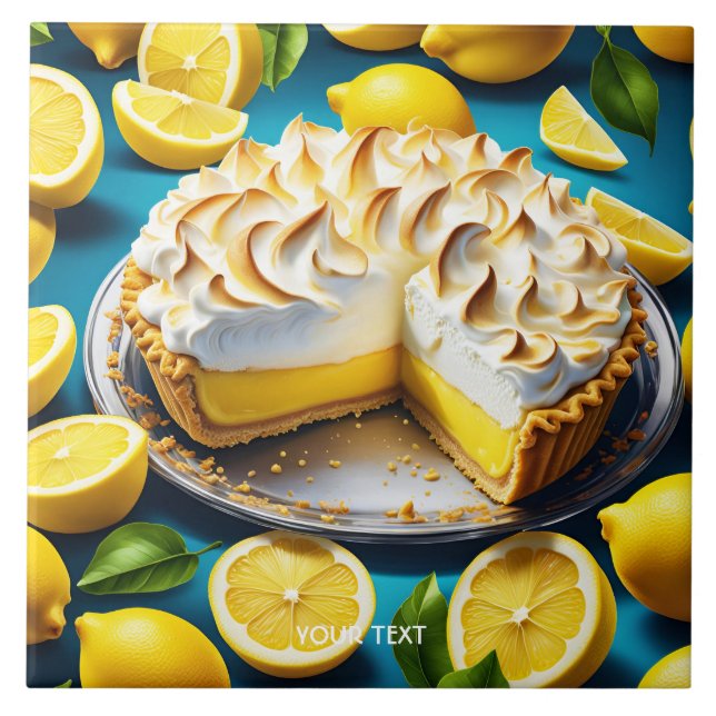 Fantasy Cute Vivid Lemon Meringue Paj Kakelplatta (Framsidan)