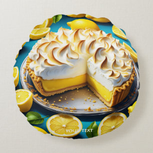 Fantasy Cute Vivid Lemon Meringue Paj Rund Kudde