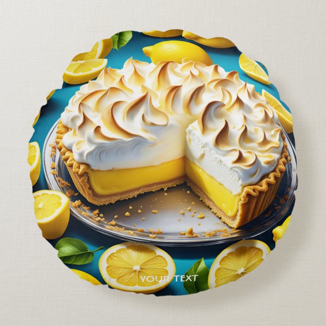 Fantasy Cute Vivid Lemon Meringue Paj Rund Kudde (Framsidan)