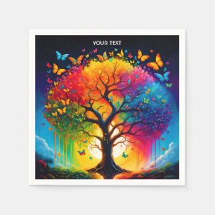 Fantasy Cute Vivid Life Life Träd Rainbow Pappersservett