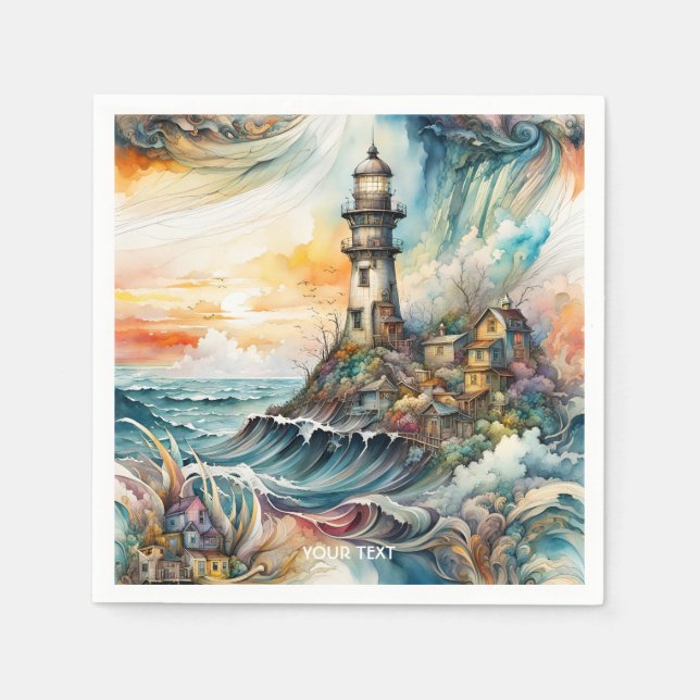 Fantasy Cute Vivid Lighthouse Tecknad Storm Pappersservett (Framsidan)