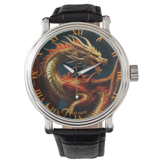 Fantasy Cute Vivid Majestic Underbar Dragon Armbandsur (Framsida)