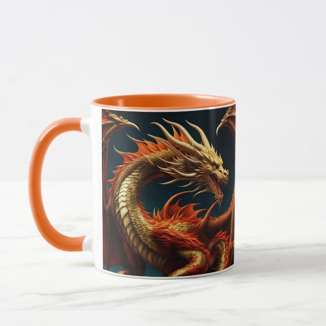 Fantasy Cute Vivid Majestic Underbar Dragon Mugg (Vänster)