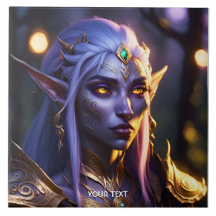 Fantasy Cute Vivid Mörk Lila Porträtt Kakelplatta