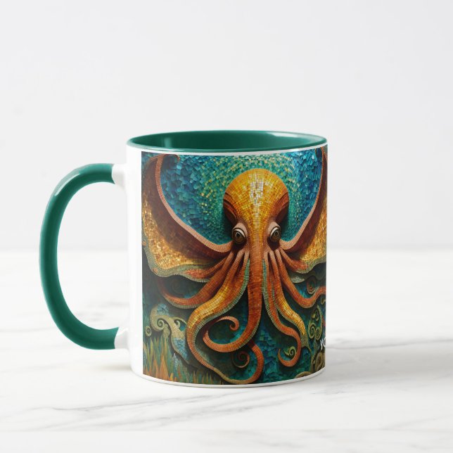 Fantasy Cute Vivid Octopus BeSnyc Mosaic Mugg (Vänster)
