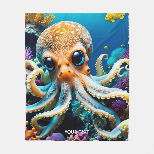 Fantasy Cute Vivid Octopus Sea Creators Fleecefilt (Framsidan)
