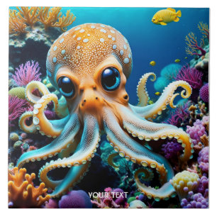 Fantasy Cute Vivid Octopus Sea Creators Kakelplatta