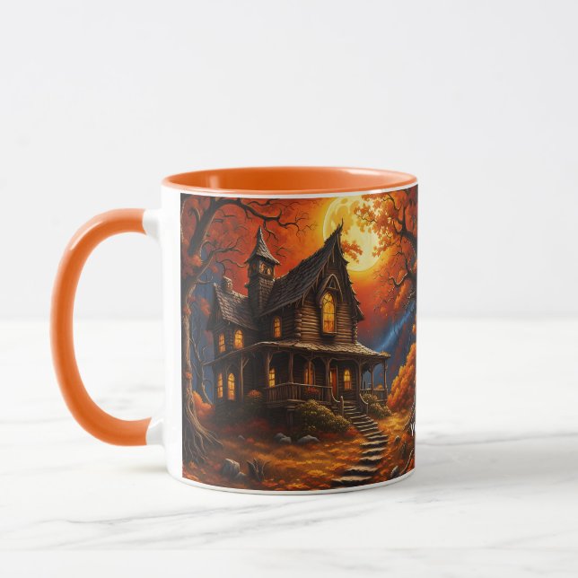 Fantasy Cute Vivid Old Cabin Autumn Mugg (Vänster)