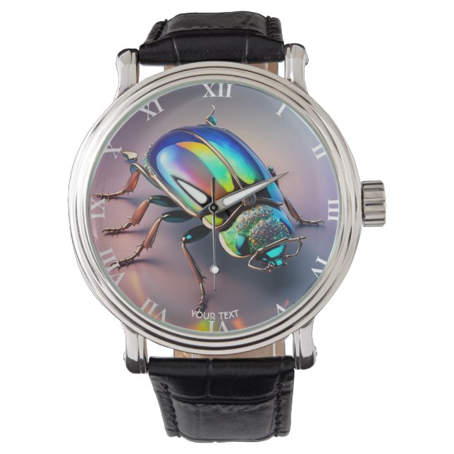 Fantasy Cute Vivid Opal Vibrant Beetle Armbandsur (Framsida)