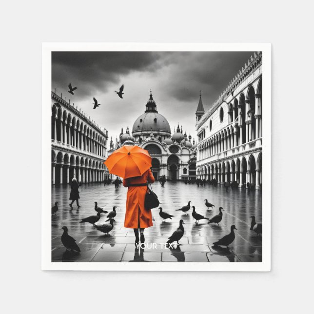 Fantasy Cute Vivid Orange Jackar Venedig Pappersservett (Framsidan)