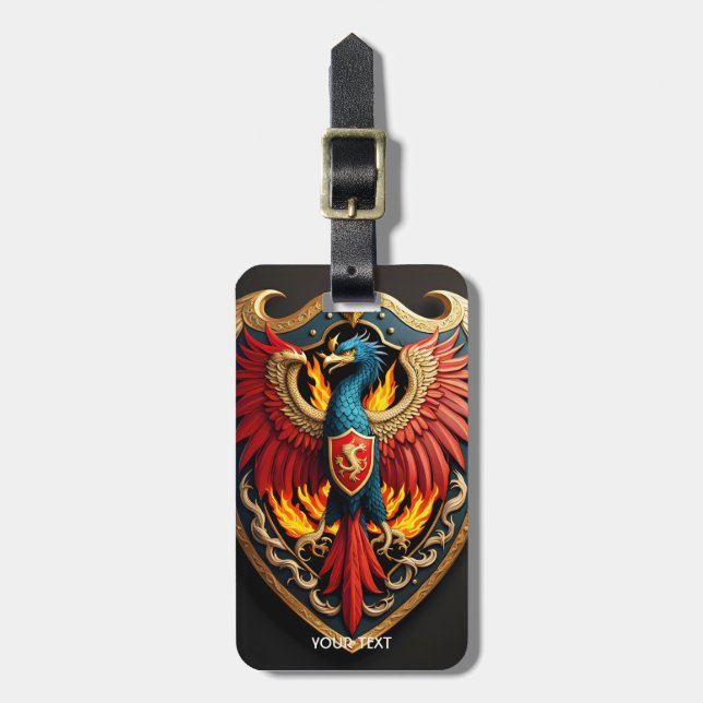 Fantasy Cute Vivid Phoenix Fire Shield Bagagebricka (Vertikal Framsida)