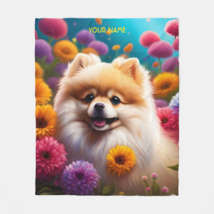 Fantasy Cute Vivid Pommern Baby Flowers Fleecefilt