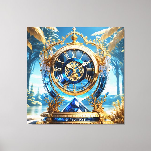 Fantasy Cute Vivid Sapphire Clock Sea Canvastryck (Framsida)
