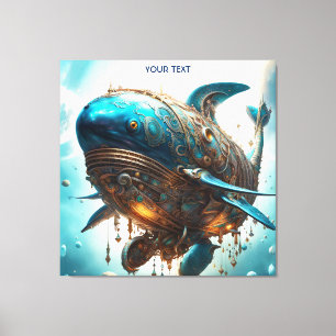 Fantasy Cute Vivid Steampunk Whale Sea Canvastryck