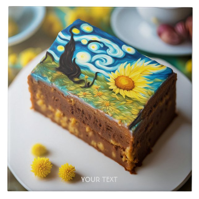 Fantasy Cute Vivid Van Gogh Cake Kakelplatta (Framsidan)