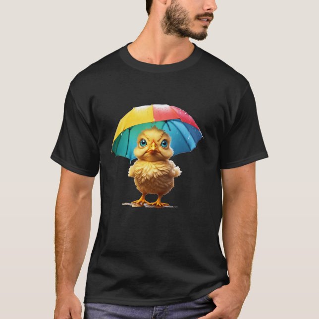Fantasy Cute Vivid Vår Rain Chicken Långärmad T Shirt (Framsida)
