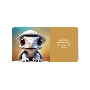 Fantasy Cute Vivid White Snöre Turtle Adressetikett