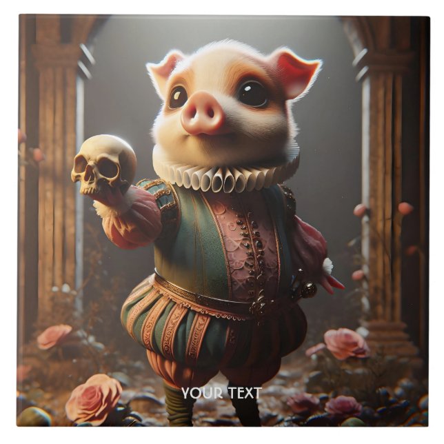Fantasy Cute Wacky Head Gris Kakelplatta (Framsidan)