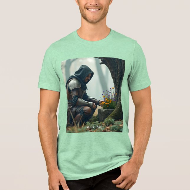 Fantasy Cute Warrior Vild Flowers T Shirt (Framsida)