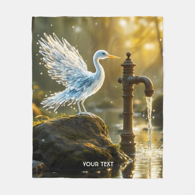 Fantasy Cute Waterbird Translucent Vatten Fleecefilt (Framsidan)