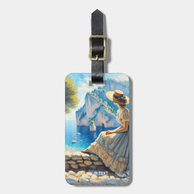 Fantasy Cute Watercolor Women Sea Bagagebricka (Vertikal Framsida)