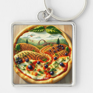 Fantasy Cute Whimsical Italy Ligcape Fyrkantig Silverfärgad Nyckelring